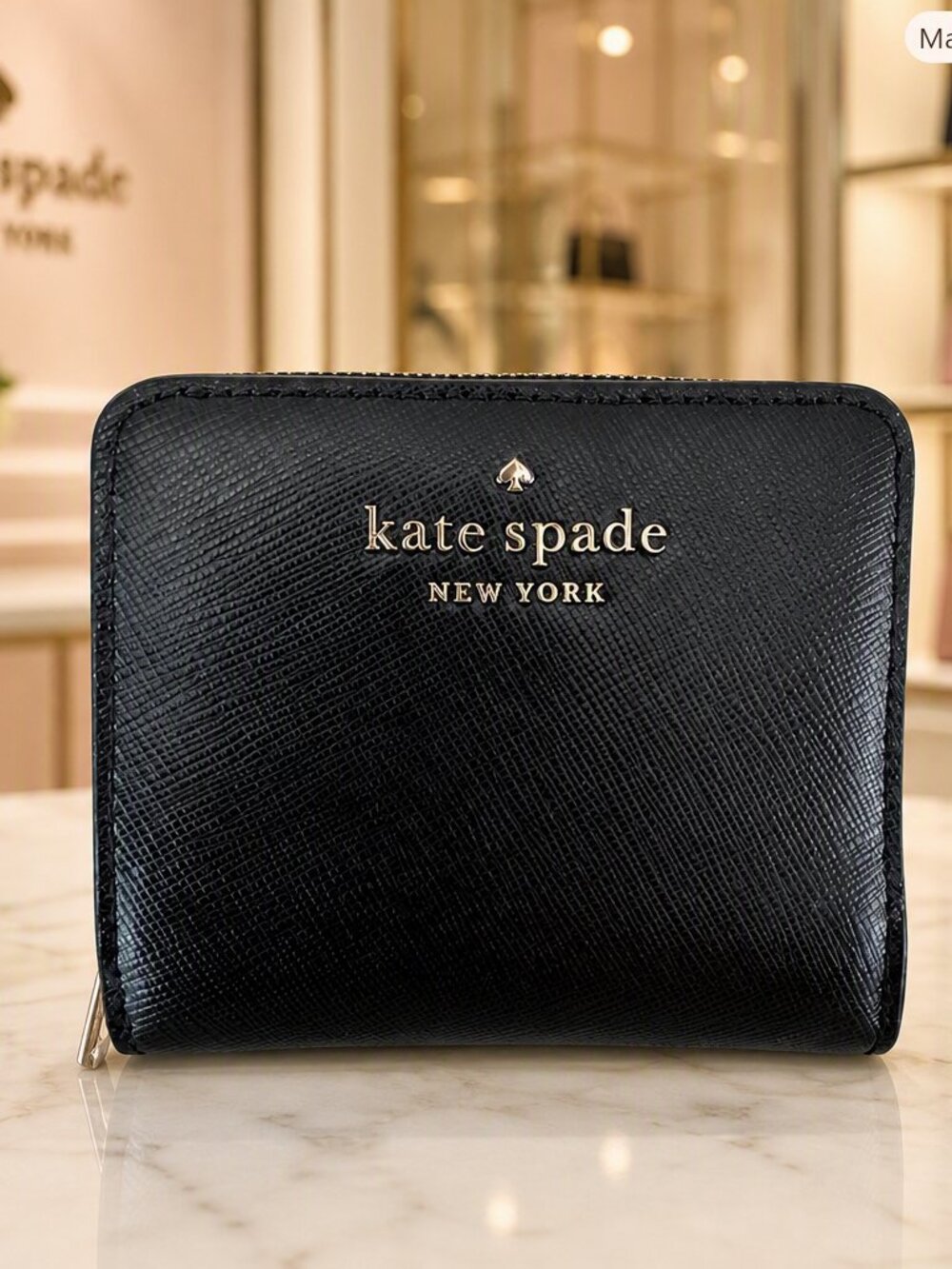 Kate Spade Black Leather Compact Wallet